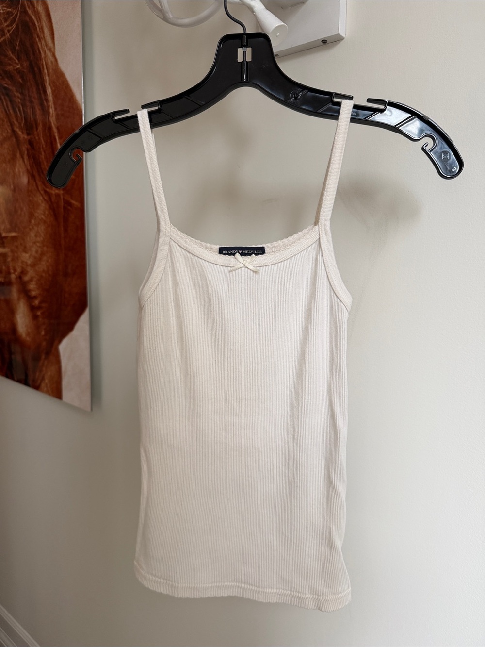 Brandy Melville Cream Ribbed Camisole Tank